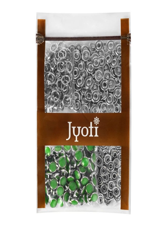 Jyoti Prong Snap Open-Ring Cap - MOP Color 2 (100 Sets of Size 16 Line/10.5mm of Brass in Nickel Finish in a Pouch) Closures & Connectors, No-Sew Button Fastener for Tailoring/Sewing, etc. - Pack of 1 - Image 3
